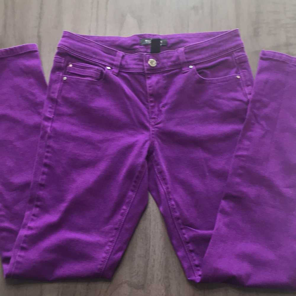 WHBM Slim Leg Purple Jeans 6R EUC